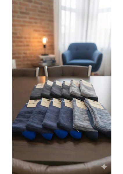 Pamuk Havlu Soket Çorabı; Dikişsiz; Kışlık ; 41-45 Numara; Asorti 12'li Kutu