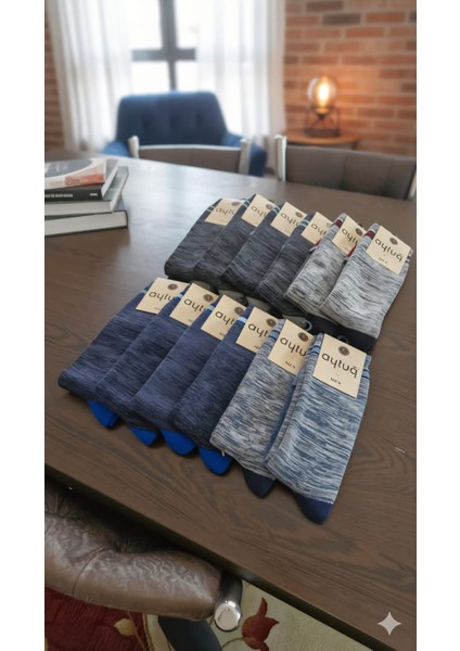 Pamuk Havlu Soket Çorabı; Dikişsiz; Kışlık ; 41-45 Numara; Asorti 12'li Kutu modelleri