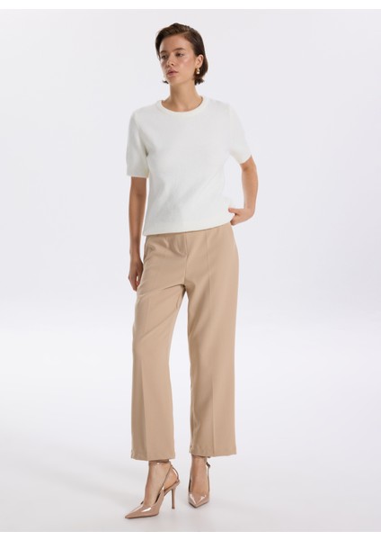 Normal Bel Regular Fit Bej Kadın Pantolon F5WL-PNT0397