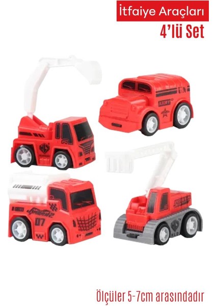 16’lı Sürtmeli Araç Seti Polis, Itfaiye, Inşaat ve Bakım Araçları Mini Oyuncak Araçlar fırsatları