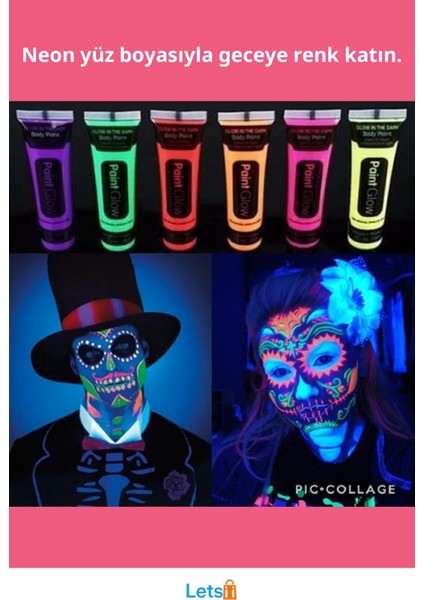 Neonlu Glow Parti Yüz Boyası 6 Renk 6 Adet fiyatları