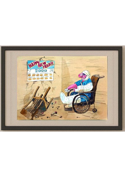 Borigen 29X21CM Orijinal Karikatür Tablo