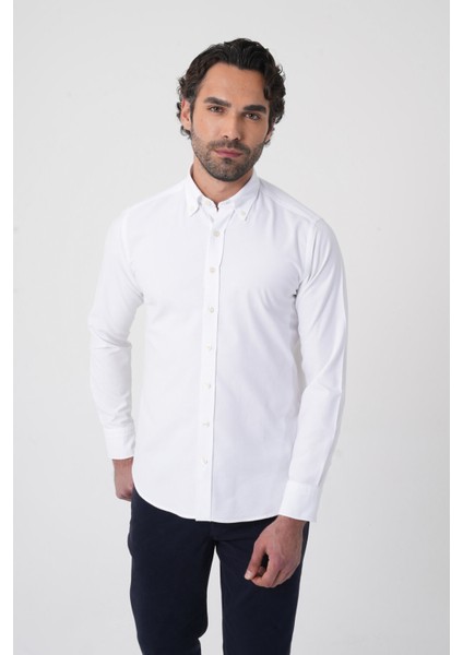 Erkek Uzun Kollu Regular Fit Beyaz Gömlek GMOKS252100_01 fiyatları