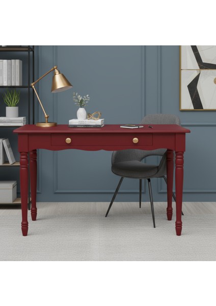 100 cm Masif Kırmızı Tornalı Çalışma Masası