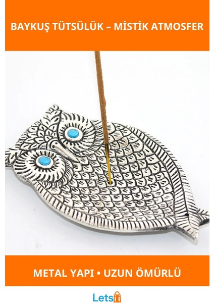 Metal Baykuş Tasarımı Dekoratif Tütsülük