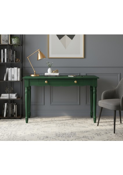 110 cm Masif Yeşil Tornalı Çalışma Masası