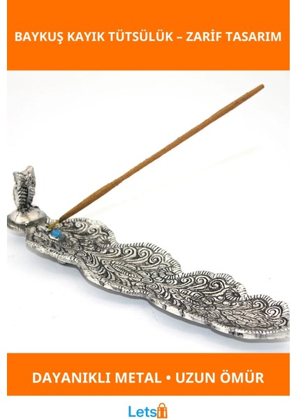 Metal Kayık Baykuş Tasarımı Tütsülük Dekoratif Aksesuar