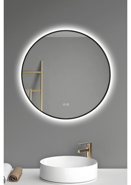 Akıllı Ayna Buğu Çözücülü 3 LED Işıklı Siyah Çerçeveli Banyo Aynası 70 cm fiyatları