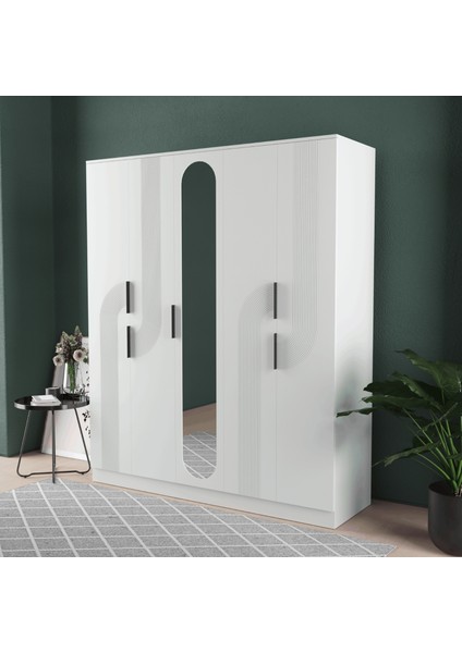 Ekin 5 Kapaklı Eko Gardırop - Mdf Kapak