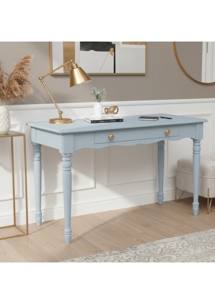 110 cm Masif Mavi Tornalı Çalışma Masası