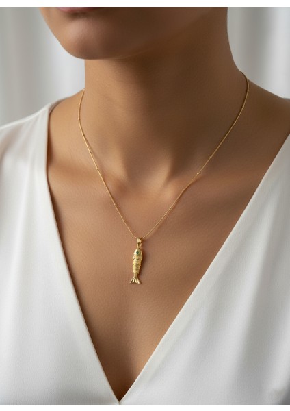 Fish Gold Çelik Kolye