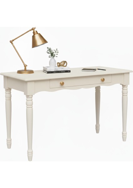 110 cm Masif Krem Tornalı Çalışma Masası modelleri