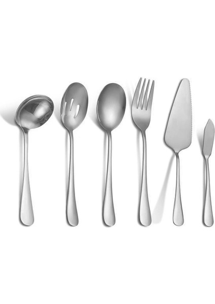 6 Parça Silver Sunum Için Servis Kaşığı Kaşık Çatal Spatula Reçel Seti CIN613SLV