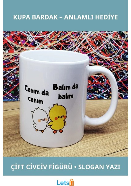 Canım Da Canım Balım Da Balım Taşlı Porselen Kupa Bardak