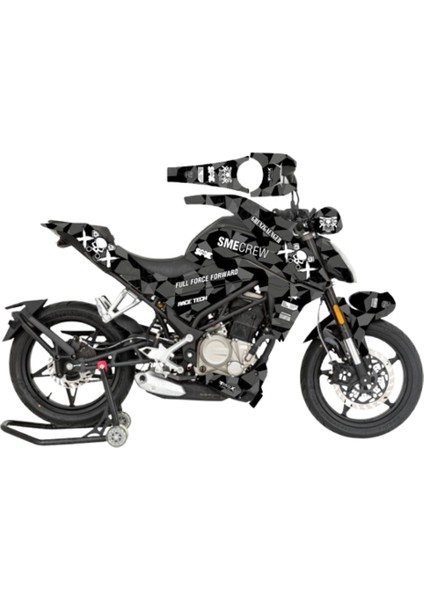 CF Moto NK 250 Sticker Set Grenzgaenger Design Siyah Beyaz