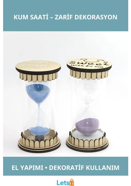 Ahşap Kum Saati Şık Tasarım 2 Adet Zaman Ölçüm Aracı