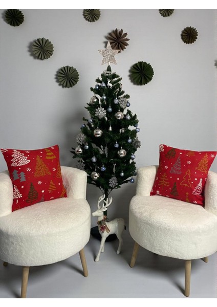 2’li Noel Kırlent Kılıfı | Kırmızı Yılbaşı Temalı Dekoratif Yastık Kılıfı | Yeni Yıl Ev Dekoru fiyatları