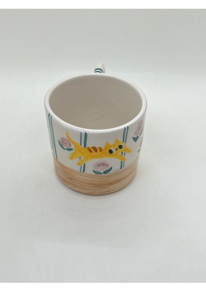 Sevimli Kedili El Yapımı Seramik Kupa 200 ml modelleri