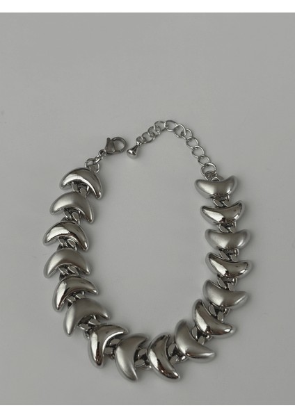 Parlak ve Mat Silver Renkli V Şekilli Bileklik