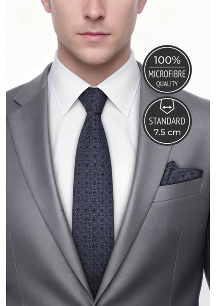 Mozaik Desen Gri Kravat & Mendil fiyatları