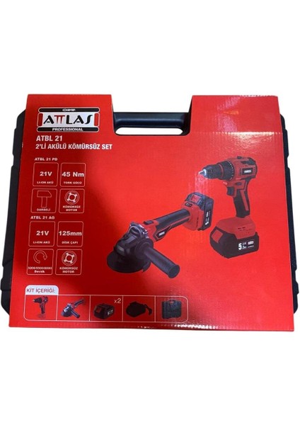 Atbl 21 2'li Kömürsüz Set Akülü Matkap + Taşlama - A0104099
