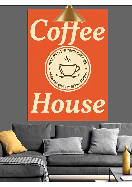 Kahve Fincanlı Coffee House Reklam Afişi Dekoratif Kanvas - Mdf Ahşap Tablo indirimleri