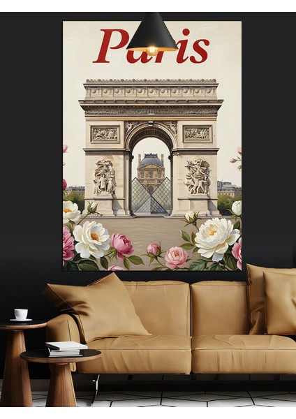 Pembe ve Bayaz Güller Içinde Paris Dekoratif Kanvas - Mdf Ahşap Tablo fiyatları
