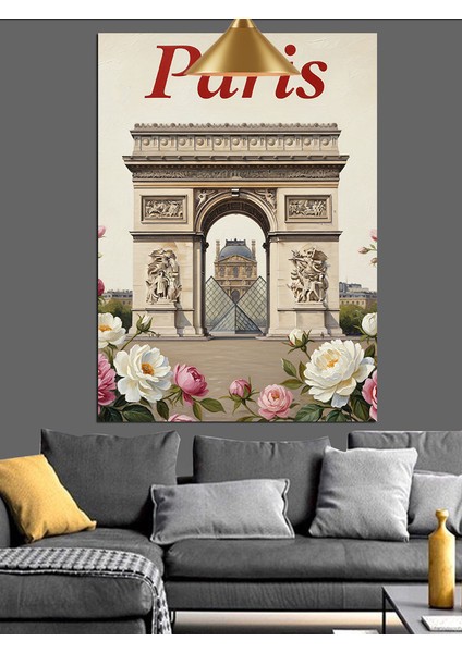 Pembe ve Bayaz Güller Içinde Paris Dekoratif Kanvas - Mdf Ahşap Tablo modelleri