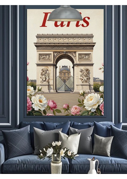 Pembe ve Bayaz Güller Içinde Paris Dekoratif Kanvas - Mdf Ahşap Tablo fırsatları
