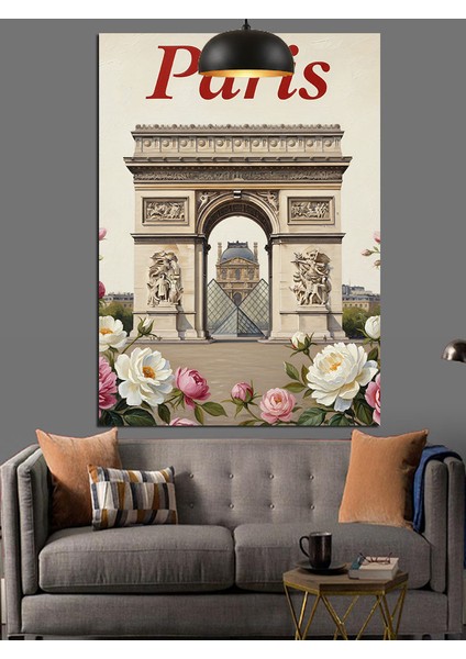Pembe ve Bayaz Güller Içinde Paris Dekoratif Kanvas - Mdf Ahşap Tablo indirimleri