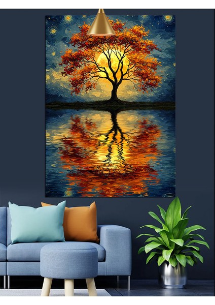 Ağaç Kökleri Hayat Döngüsü Yansıma Dekoratif Kanvas - Mdf Ahşap Tablo fiyatları