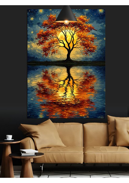 Ağaç Kökleri Hayat Döngüsü Yansıma Dekoratif Kanvas - Mdf Ahşap Tablo modelleri