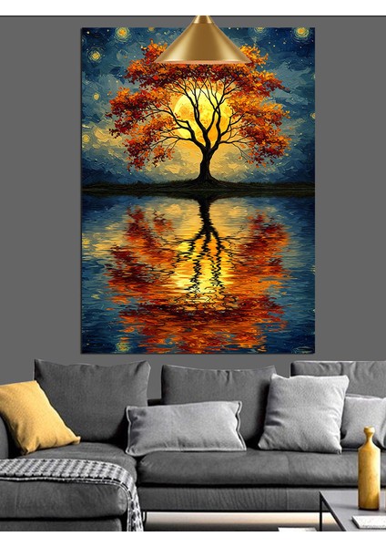 Ağaç Kökleri Hayat Döngüsü Yansıma Dekoratif Kanvas - Mdf Ahşap Tablo fırsatları