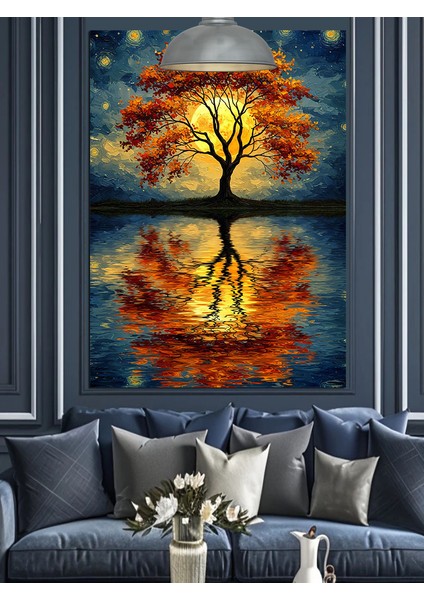 Ağaç Kökleri Hayat Döngüsü Yansıma Dekoratif Kanvas - Mdf Ahşap Tablo indirimleri