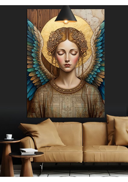 Melek Figürü Dini Sanat Dekoratif Kanvas - Mdf Ahşap Tablo