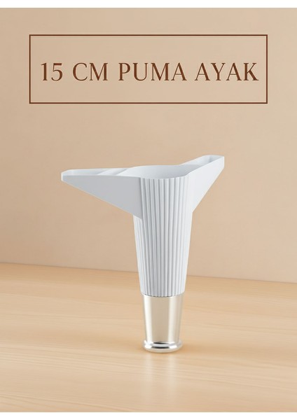 Puma 15 cm Beyaz-Krom (4 Adet) Mobilya Kanepe Tv Ünitesi Konsol Dolap Komidin Ayağı modelleri