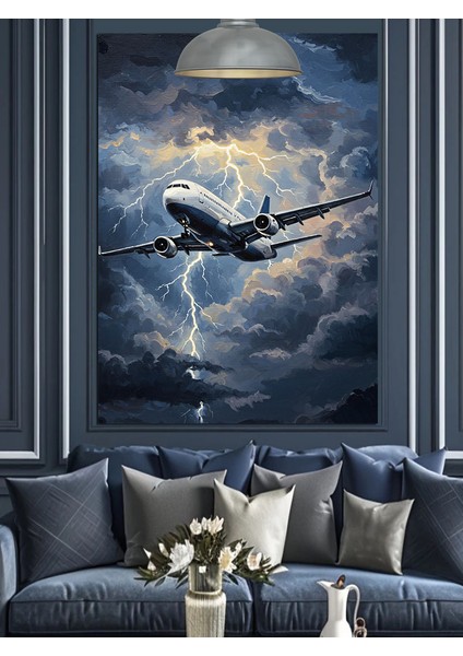 Yıldırım ve Uçak Dekoratif Kanvas - Mdf Ahşap Tablo fiyatları