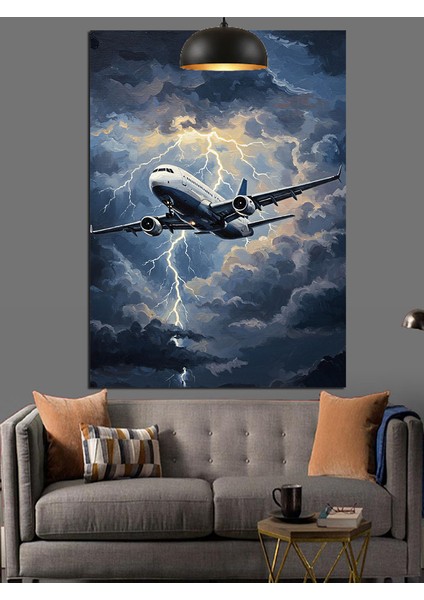 Yıldırım ve Uçak Dekoratif Kanvas - Mdf Ahşap Tablo modelleri
