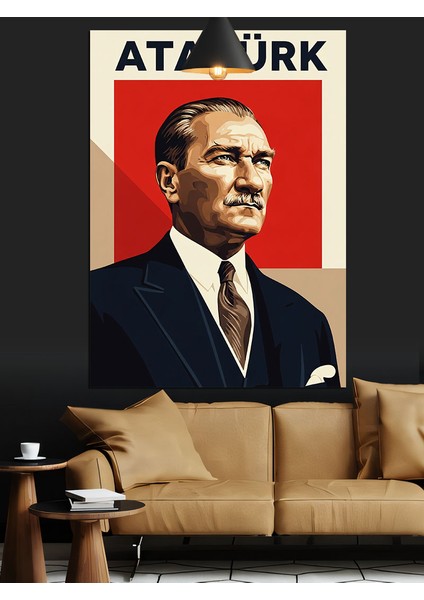 Mustafa Kemal Atatürk Portresi Dekoratif Kanvas - Mdf Ahşap Tablo