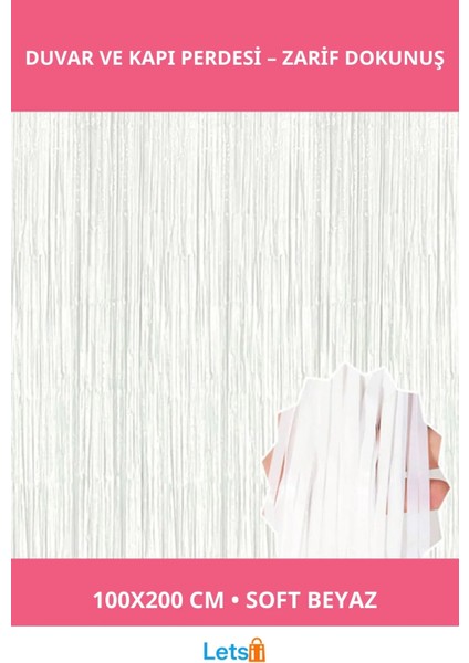 Soft Beyaz Renk Ithal Duvar ve Kapı Perdesi 100X200 cm