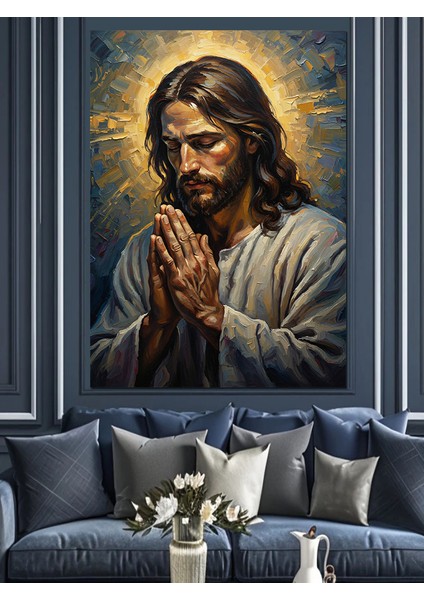 Isa Mesih Dua Eden Portre Dekoratif Kanvas - Mdf Ahşap Tablo