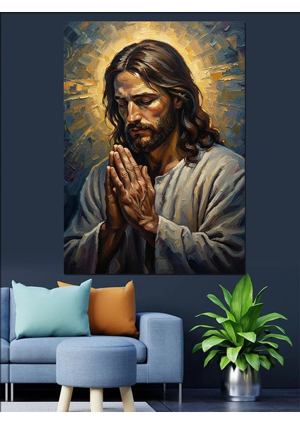 Isa Mesih Dua Eden Portre Dekoratif Kanvas - Mdf Ahşap Tablo fiyatları