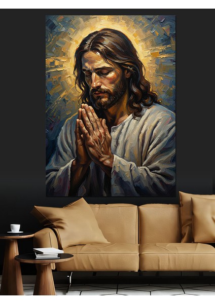 Isa Mesih Dua Eden Portre Dekoratif Kanvas - Mdf Ahşap Tablo modelleri