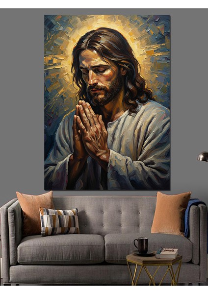 Isa Mesih Dua Eden Portre Dekoratif Kanvas - Mdf Ahşap Tablo fırsatları