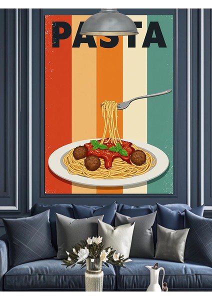 Spagetti Makarna Yemek Tabağı Afiş Dekoratif Kanvas - Mdf Ahşap Tablo fiyatları