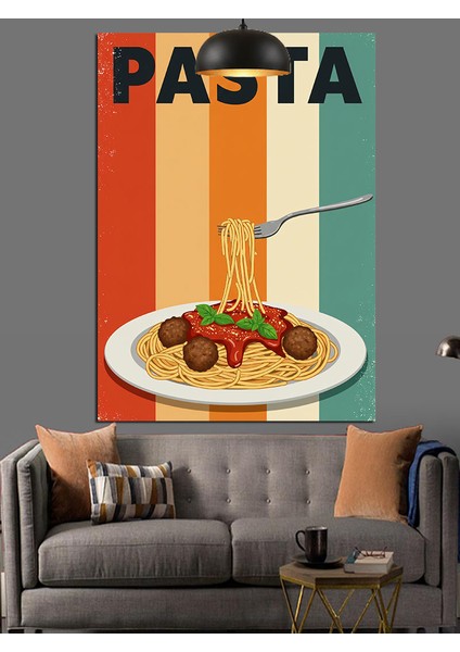Spagetti Makarna Yemek Tabağı Afiş Dekoratif Kanvas - Mdf Ahşap Tablo modelleri