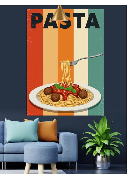 Spagetti Makarna Yemek Tabağı Afiş Dekoratif Kanvas - Mdf Ahşap Tablo fırsatları