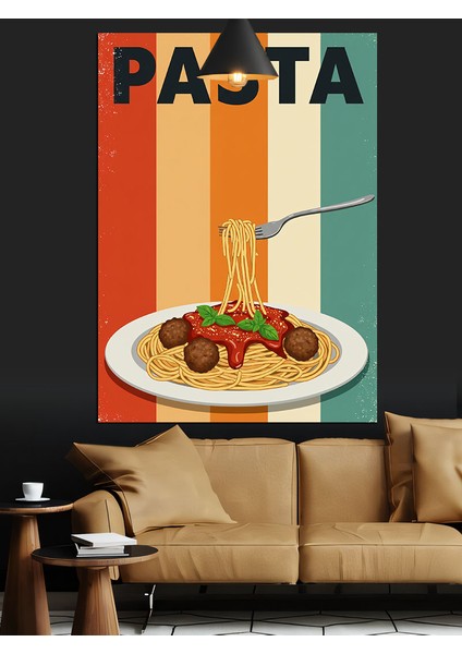 Spagetti Makarna Yemek Tabağı Afiş Dekoratif Kanvas - Mdf Ahşap Tablo indirimleri
