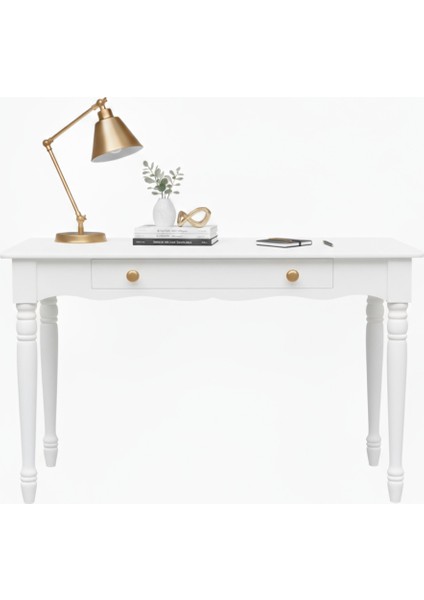 120 cm Masif Beyaz Tornalı Çalışma Masası modelleri