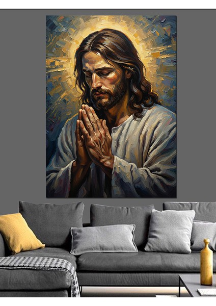 Isa Mesih Dua Eden Portre Dekoratif Kanvas - Mdf Ahşap Tablo indirimleri